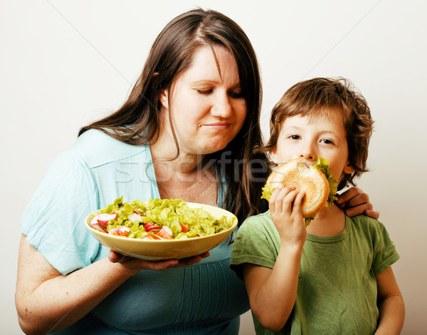 Stockfoto: Rijpe · vrouw · salade · weinig · cute · jongen