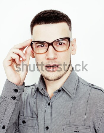 young handsome well-groomed guy posing emotional on white background, lifestyle people concept Stock photo © iordani