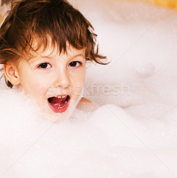 商業照片: 小 · 可愛 · 男孩 · 浴室 · 氣泡 · 關閉