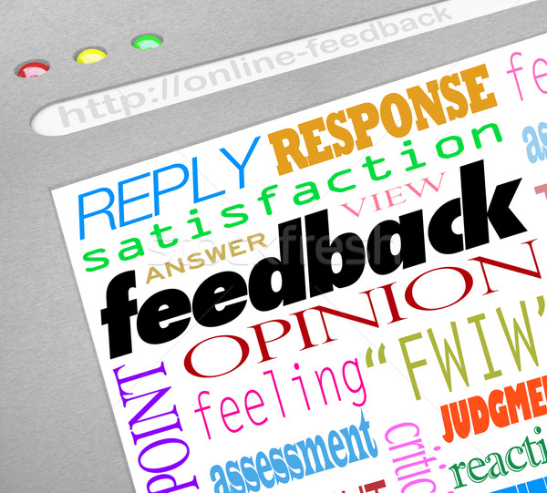 Feedback línea estudio respuestas opiniones sitio web Foto stock © iqoncept