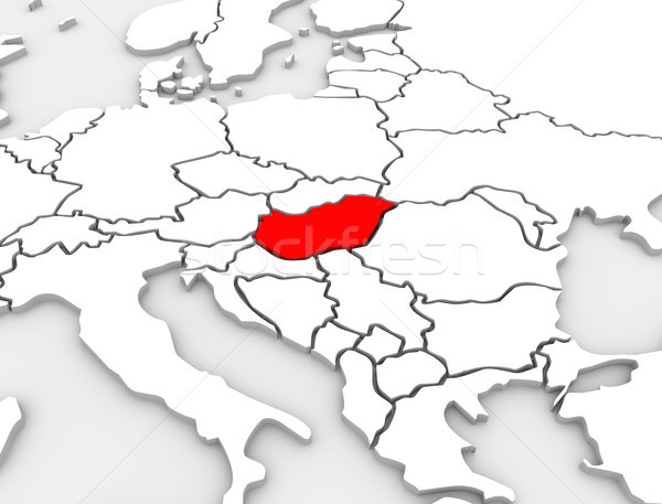 Hongrie pays résumé 3D illustré carte [[stock_photo]] © iqoncept