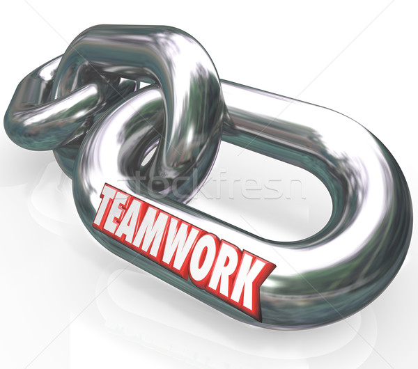 Teamwork Word on Chain Links Connected Team Partners Stock photo © iqoncept