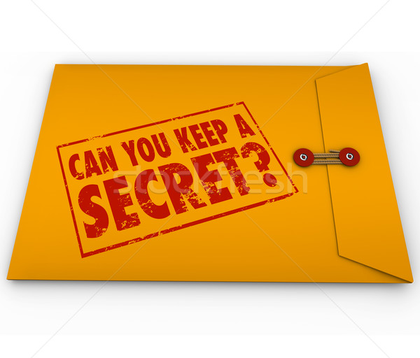 Lata segredo amarelo envelope carimbo palavras Foto stock © iqoncept