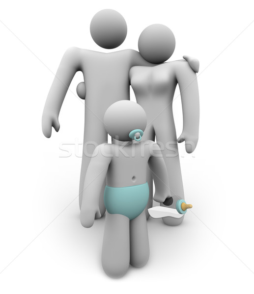 Happy Couple Parenting with One Baby Starting Family Stock photo © iqoncept