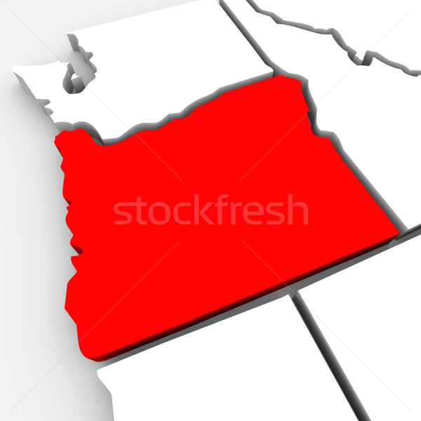 Oregon Red Abstract 3D State Map United States America Stock photo © iqoncept