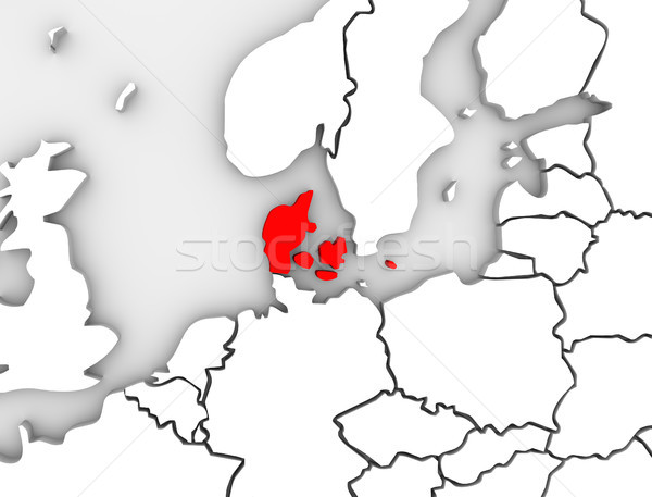 Denmark Illustrated Abstract 3D Map Northern Europe Stock photo © iqoncept