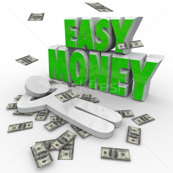 Easy Money Person Relaxing Dollars Falling From Sky Stock photo © iqoncept