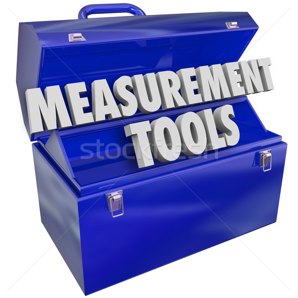 Stock photo: Measurement Tools Gauge Performance Level 3d Words Toolbox