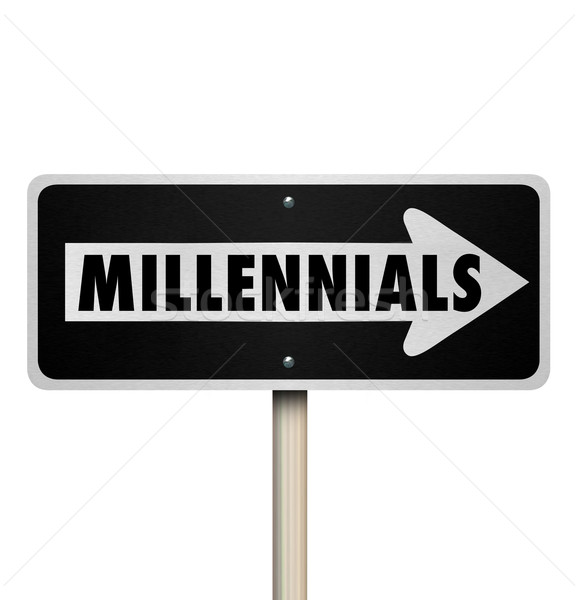 Millennials Road Sign One Way Direction Generation Y Stock photo © iqoncept