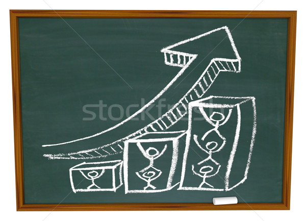 Team Pushing Up Arrow on Chalkboard Stock photo © iqoncept