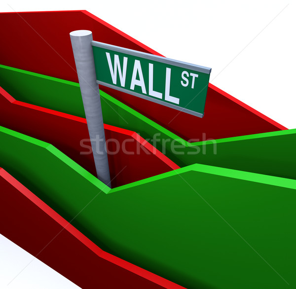 Wall Street felirat áll tenger felfelé lefelé Stock fotó © iqoncept