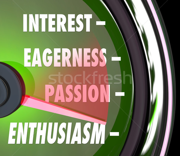 Enthusiasm Gauge Level Interest Eagerness Passion Speedometer Stock photo © iqoncept