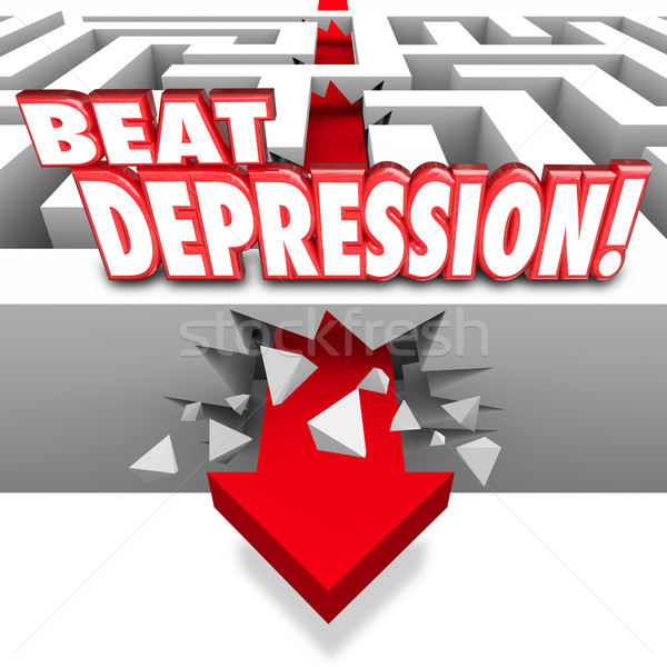 Beat Depression Words Maze Arrow Overcome Mental Illness Disease Stock photo © iqoncept