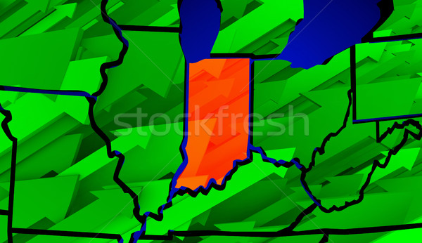 Indiana Stati Uniti america mappa frecce up Foto d'archivio © iqoncept