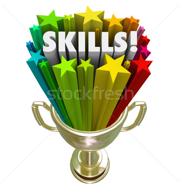 Skills Gold Trophy Best Skillset Experience in Demand Stock photo © iqoncept