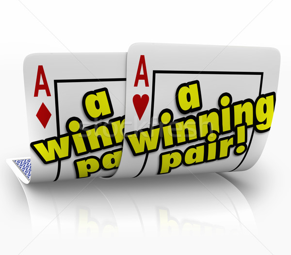 A Winning Pair Playing Cards Two Aces Successful Team Partners Stock photo © iqoncept