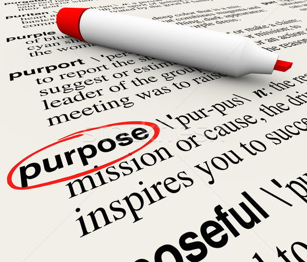 Purpose Dictionary Definition Word Objective Mission Deliberate  Stock photo © iqoncept