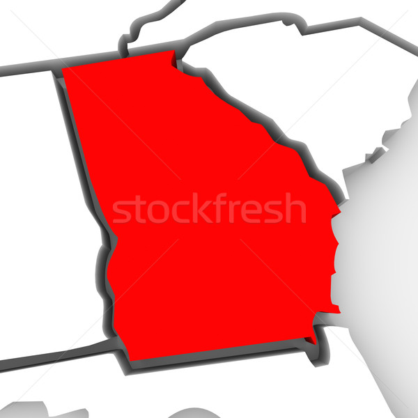 Georgia Red Abstract 3D State Map United States America Stock photo © iqoncept
