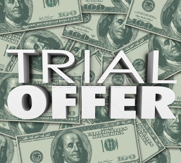 Trial Offer 3d Words Money Background Save Cash Stock photo © iqoncept