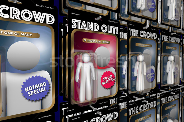 Stand Out from Crowd Action Figure People Advantage 3d Illustrat Stock photo © iqoncept