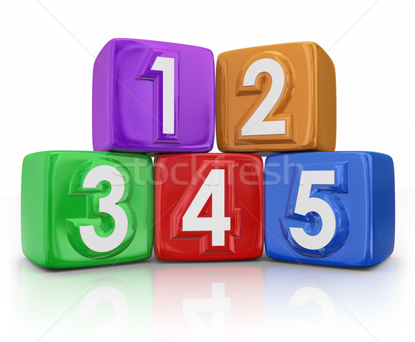 5 Five Principles Elements Basic Building Blocks Counting Cubes  Stock photo © iqoncept