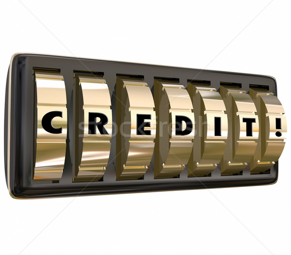 Kredit széf zár kölcsön pénz szó Stock fotó © iqoncept