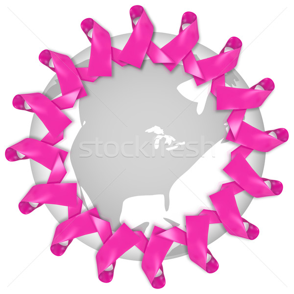 Pink Breast Cancer Ribbons Around World Global Fight North Ameri Stock photo © iqoncept