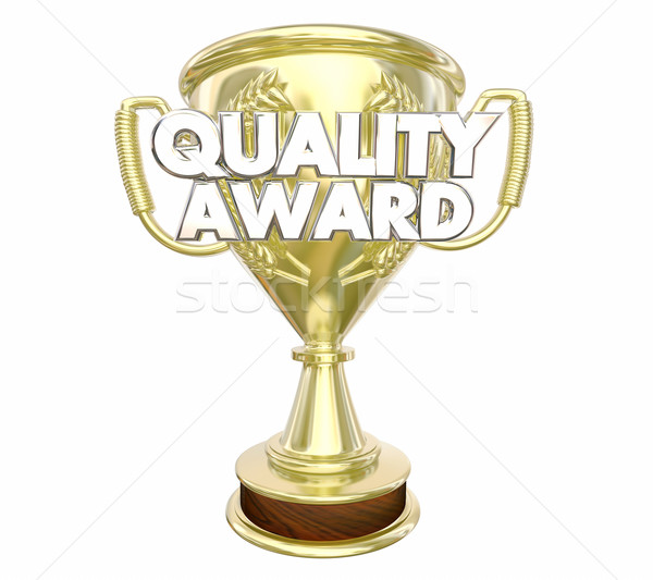 Quality Award Best Top Recommended Trophy Words 3d Illustration Stock photo © iqoncept