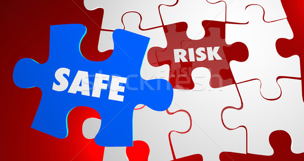 Risk Vs Safe Dangerous Security Puzzle Piece 3d Illustration Stock photo © iqoncept