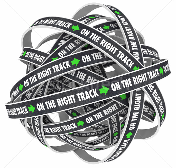 On the Right Track Road Direction Ball 3d Illustration Stock photo © iqoncept