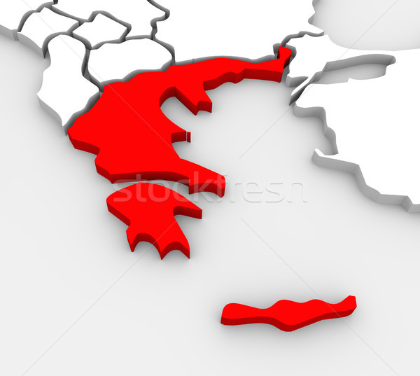 Greece Abstract Illustrated 3D Map Southern Europe Stock photo © iqoncept