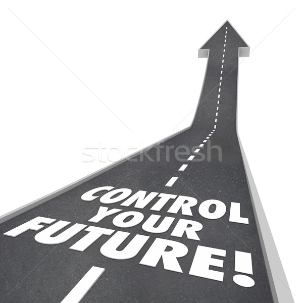 Kontrol gelecek sözler yol yukarı Stok fotoğraf © iqoncept