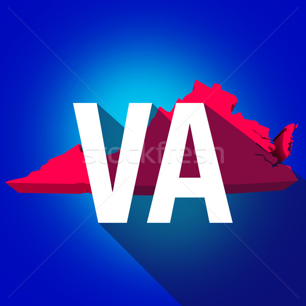 Virginia VA Letters Abbreviation Red 3d State Map Long Shadow  Stock photo © iqoncept