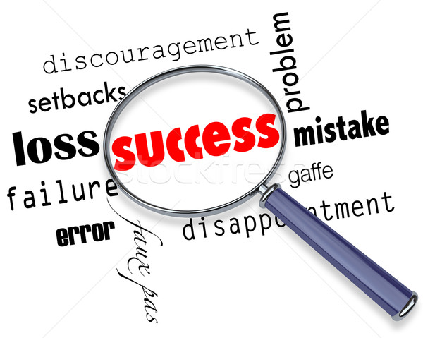 Finding Success Amid Failure - Magnifying Glass Stock photo © iqoncept