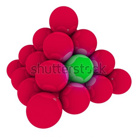 Green Ball in Red Sphere Pyramid Stack Stock photo © iqoncept