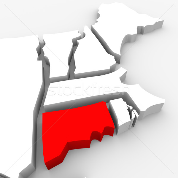 Connecticut Red Abstract 3D State Map United States America Stock photo © iqoncept