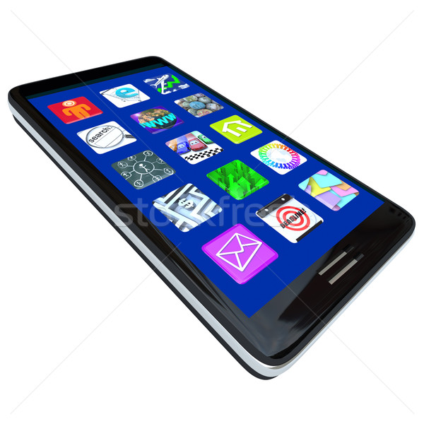 App Symbole Smartphone mehrere Apps Bildschirm Stock foto © iqoncept