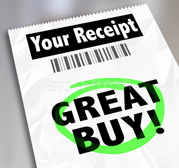 Great Buy Receipt Invoice Shopping Store Clearance Discount Deal Stock photo © iqoncept