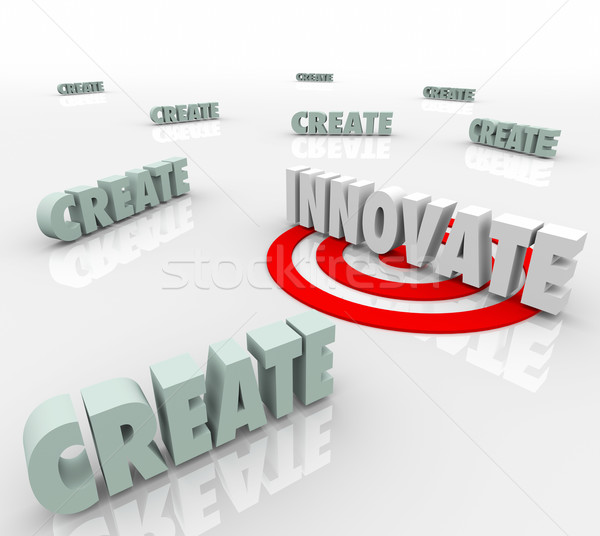 Innovate Word Target Bull's Eye Creativity New Design Idea Stock photo © iqoncept