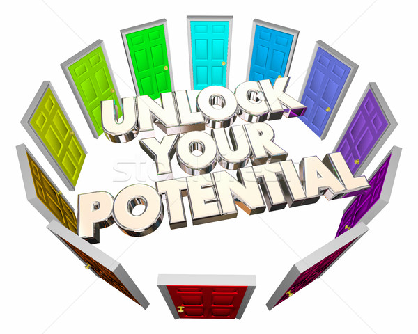 Unlock Your Potential Doors Future Skills Abilities 3d Illustrat Stock photo © iqoncept