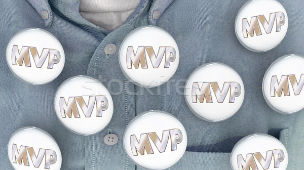 MVP Most Valuable Player Person Buttons Pins Shirt 3d Illustrati Stock photo © iqoncept