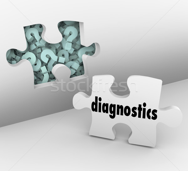 Diagnosztika puzzle darab fal lyuk megold Stock fotó © iqoncept