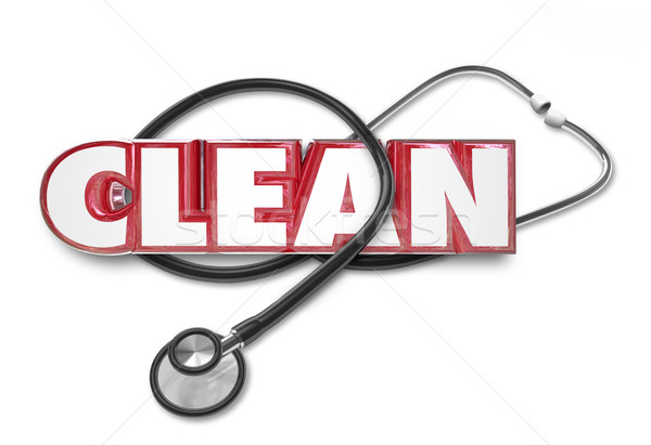 Clean Word Red 3d Letters Doctor Stethoscope Test Checkup Exam P Stock photo © iqoncept