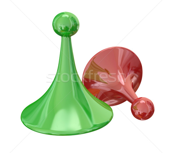 Green Red Two Game Pieces Winner Loser Compete Victory Stock photo © iqoncept