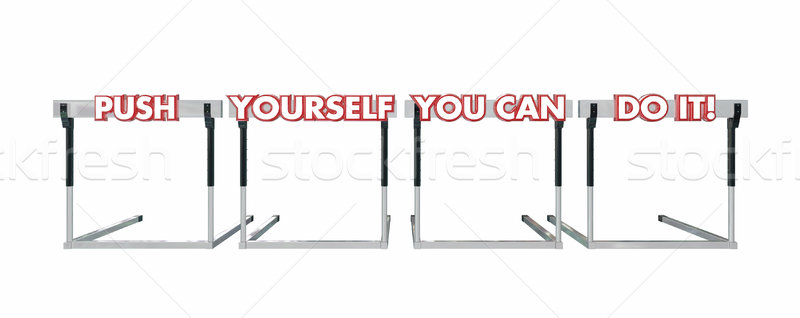 Push Yourself You Can Do It Jumping Hurdles Goal Success 3d Stock photo © iqoncept