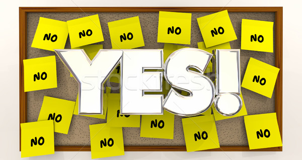 Yes Vs No Overcome Objections Sticky Notes 3d Illustration Stock photo © iqoncept
