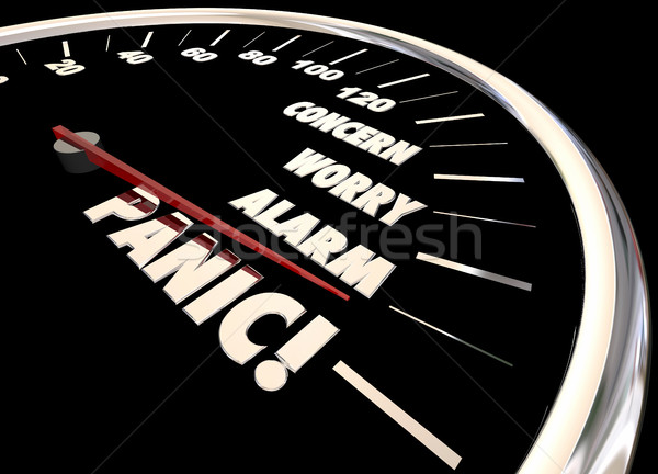 Panic Worry Alarm Speedometer Reaction Feelings 3d Illustration Stock photo © iqoncept