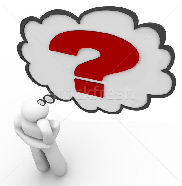 Stock photo: Question Mark Thinker Thought Bubble Thinking of Answer