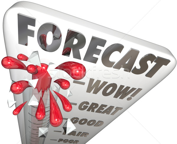 Prognoza słowo termometr przyszłości finansów budżet Zdjęcia stock © iqoncept