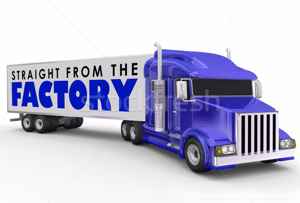 Rechtdoor fabriek vrachtwagen producten woorden trekker Stockfoto © iqoncept